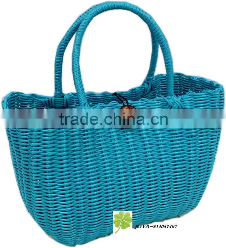 Handmade PP straw shopping bag fashion straw woven basket