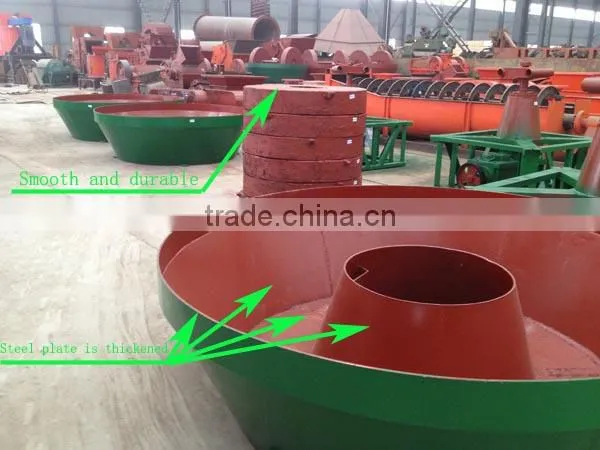 HUAHONG new model wet pan mill for gold,silver,copper,lead,zinc ore with use and maintance methods