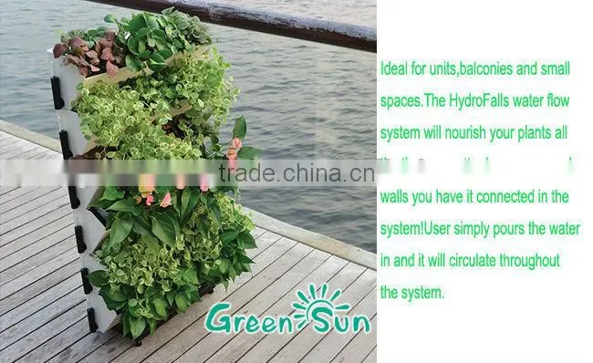 2016 new design GreenSun Hydro Plastic Vertical garden wall planter/Hydroponic green wall planter,hanging planter