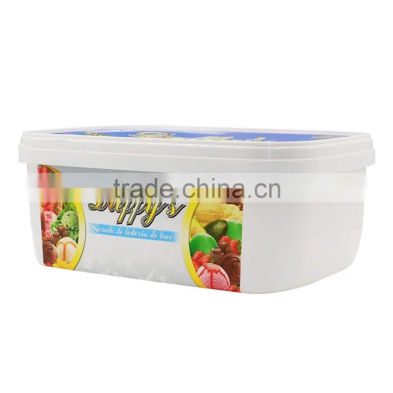 IML Rectangular Disposable Plastic Food Containers with Lids, IML Ice Cream Packaging Design