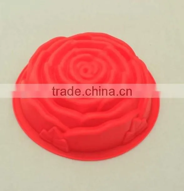 microwave silicone cake pan/large size rose shape cake mold