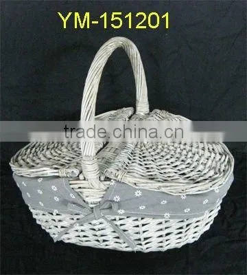 grey wicker oval picnic basket