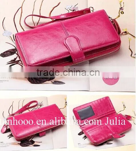 Women leather wallet/zipper ticket wallet/long purse