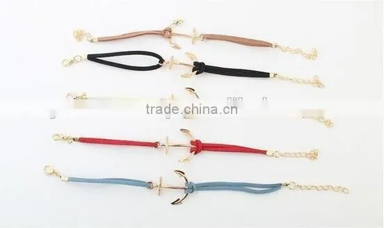 bracelet women 2017 leather bracelet anchor bracelet