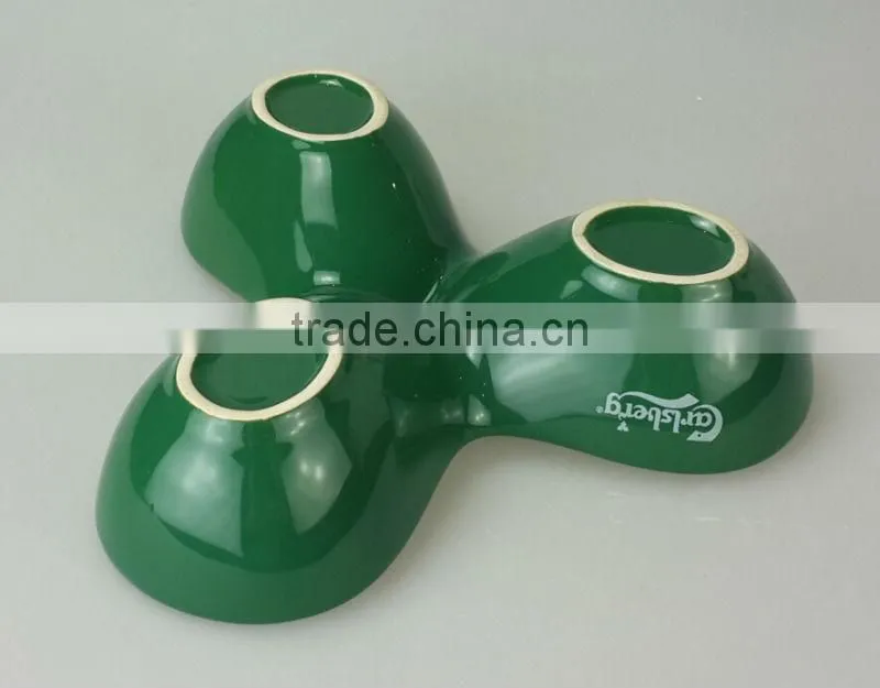 8inch Ceramic green promotion cheap dessert divided dish