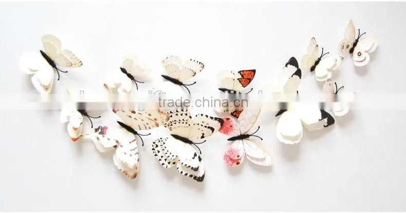 New Design Double-deck 3D Butterfly Wall Sticker PVC Double Layer Butterflies Decor Wall Sticker