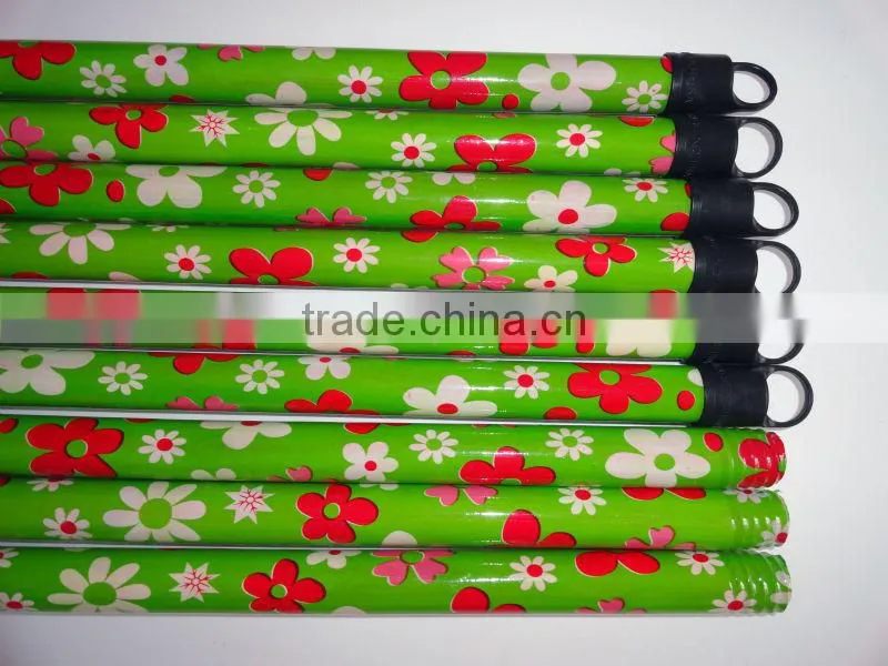 plastic broom with PVC coated wooden handle