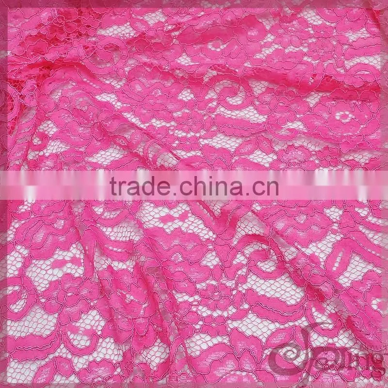 2016 new arrival hign quality cord lace in azalea for evening dress, fashion dress