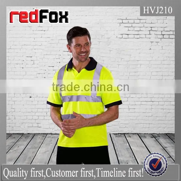 custom printed safety high visibility color combination polo t-shirt