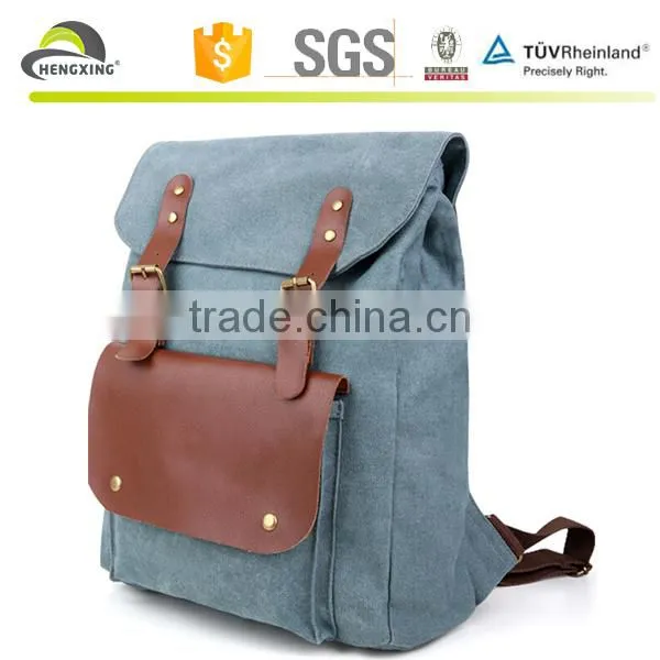 Canvas And Leather Backpack, Stock Backpack, Fashion Backpack