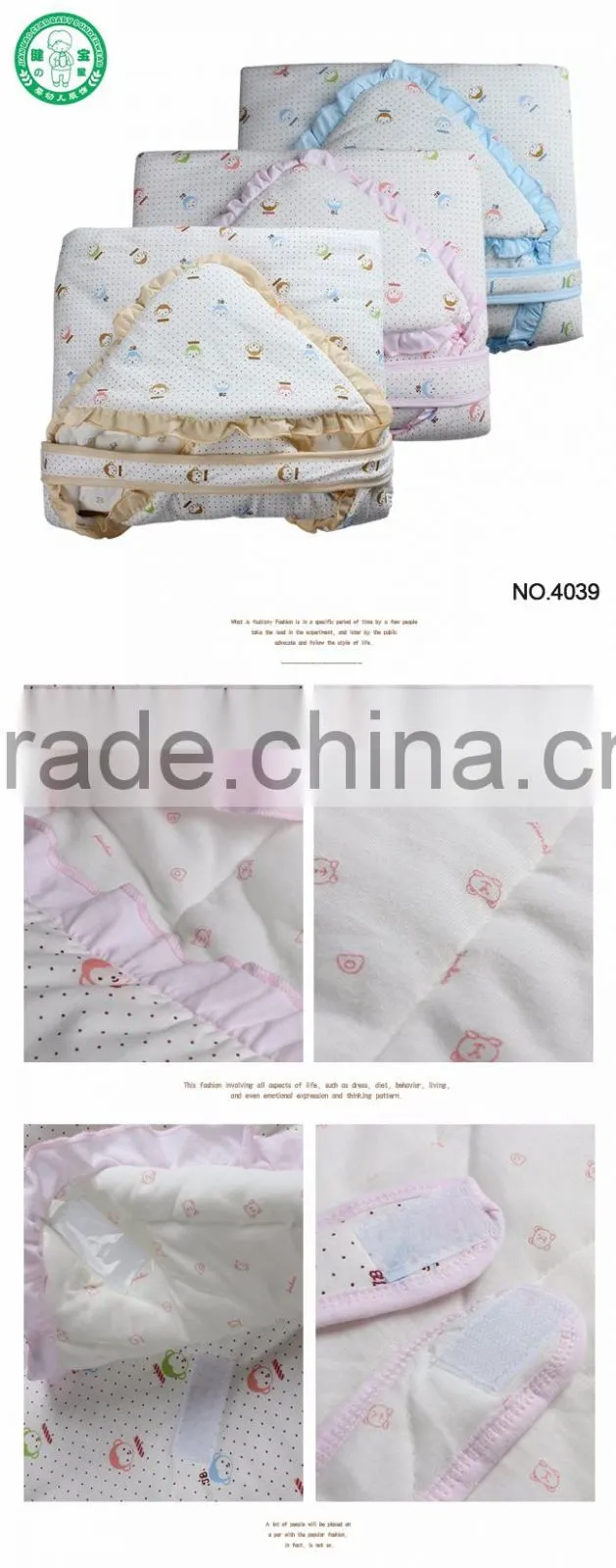 Custom design wadding winter baby sleeping bag with hood