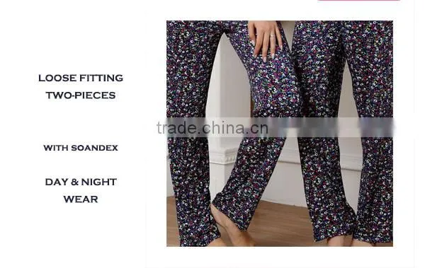 Make to order summer fancy designs stripe cotton long pants women pajamas