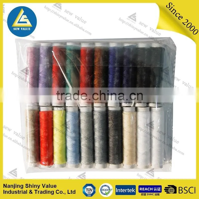 assorted colors 100% polyester quilting thread in plastic box