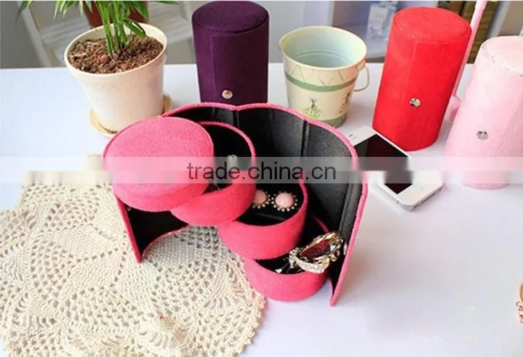 New Arrival 3 Layer Folding Jewelry Box,Velvet organizer box for jewelry