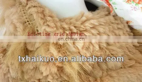 2013 ladies fashion style knitting rabbit fur jacket with fox fur collar