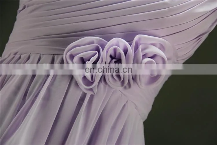 Handmade Flower Cheap Bridesmaid Dresses Wholesale Short Chiffon Gilrs Beach Bridesmaid Dress