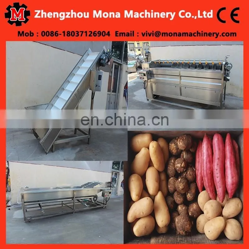 full automatic root vegetable washing cleaning peeling skinning blanching machine