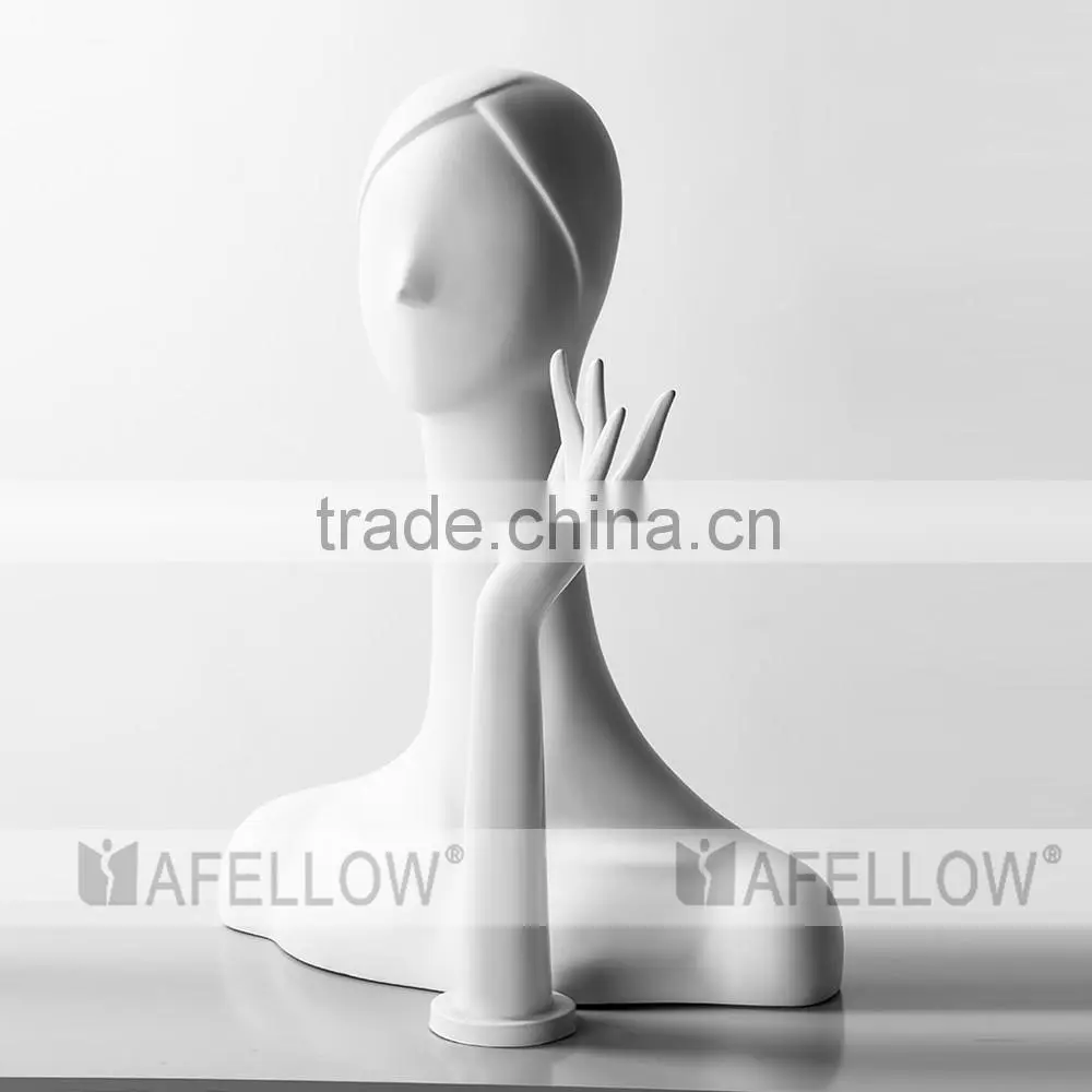 Fiberglass Woman Mannequin Head,Female Abstract head mannequin,Cheap White Head,Dispaly Jewelry/ hat /scarf H1083