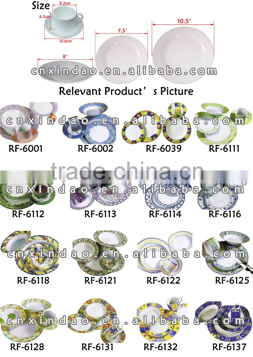 Round Porcelain Luxury Dinnerware with Csutom Print for Promotion Tableware