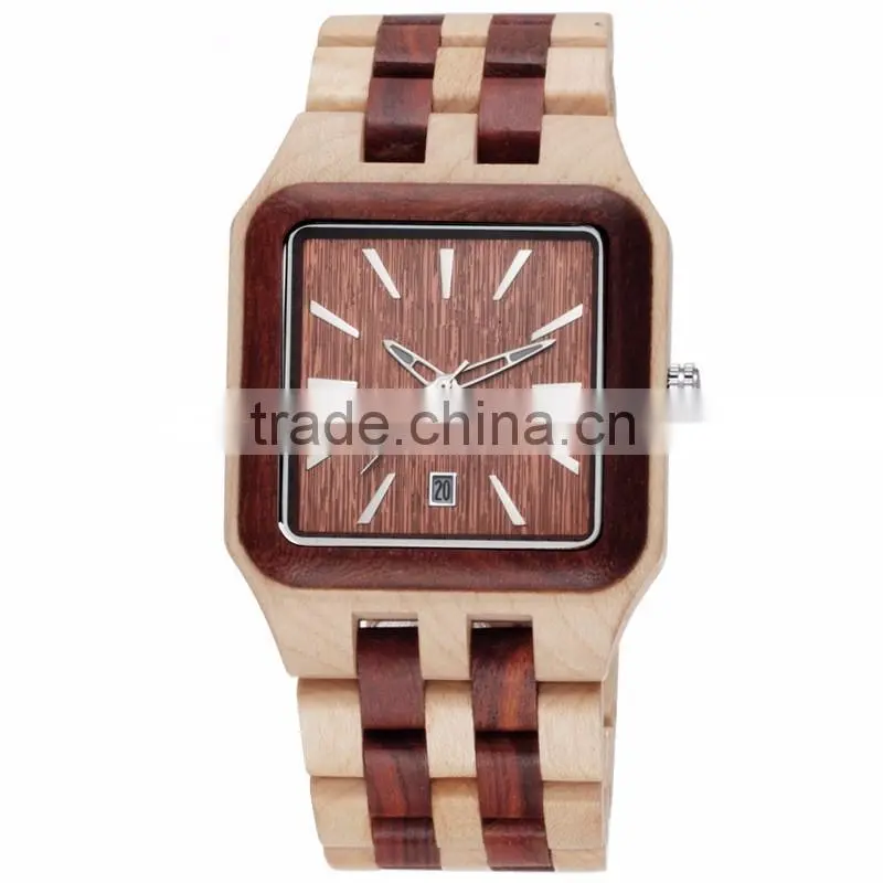 sandal wood men work luxury watch with calendar