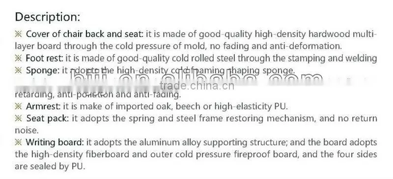 Single leg frame luxury cinema hall chair dimensions