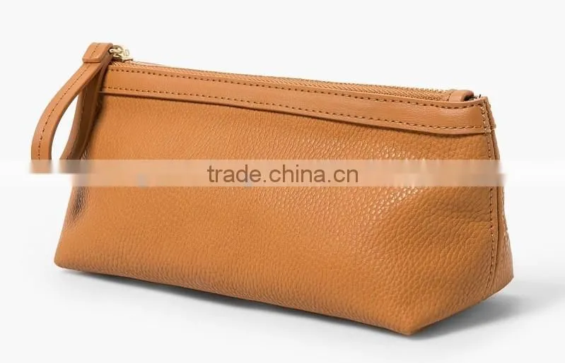 pebbled leather cosmetic bag with wristlet makeup case pouch multiple clutch purse for ladies