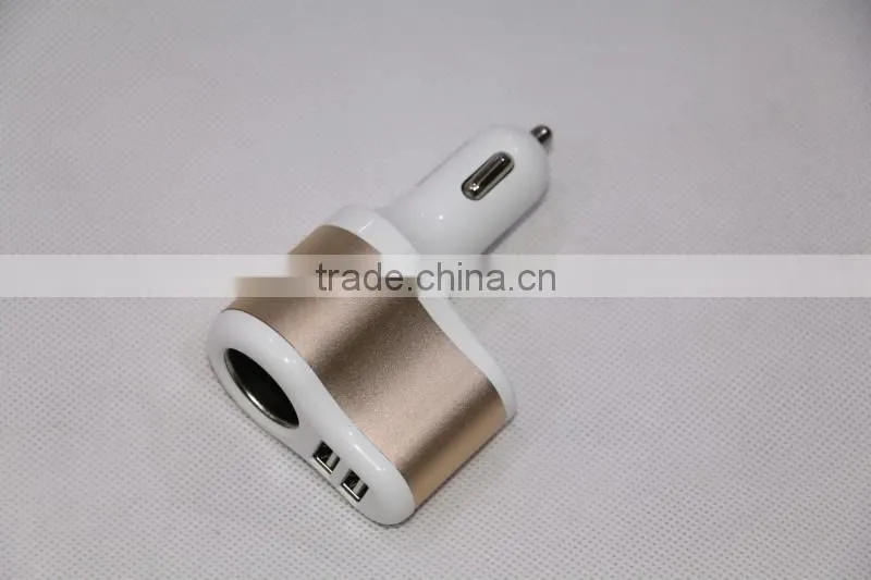 Multi car adapter new design 12V car cigar lighter adapter with two USB output with english retail box