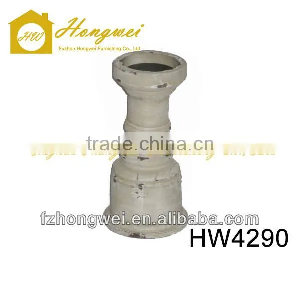 Hongwei Handmade Antique & PrimitiveWhite Wooden Candle Holder/Candlestick with High Quality for Home&Garden Decoration
