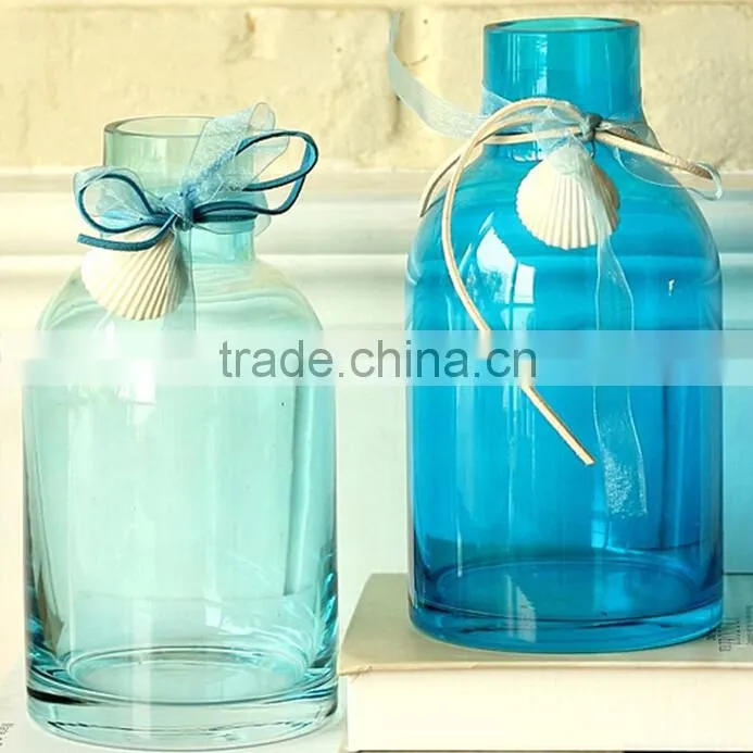 glass vase with rope wrapped.colored small glass vases