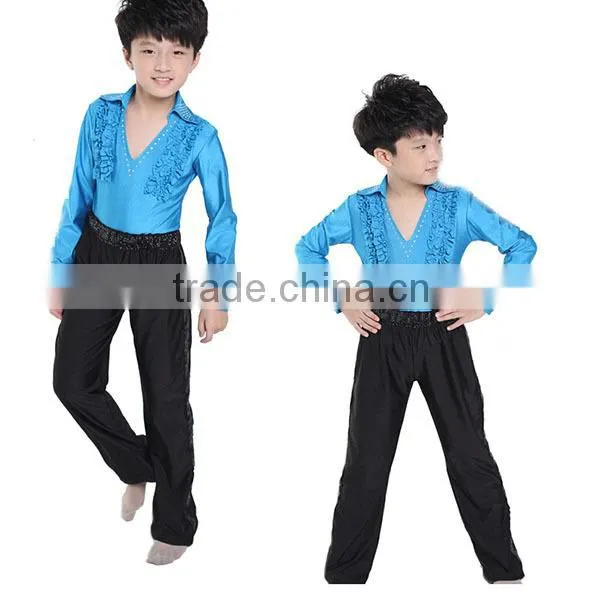 Promotion fashion Long sleeve and pants children Ballroom Dance Practice Costume for boys Latin Jazz Dance Wear