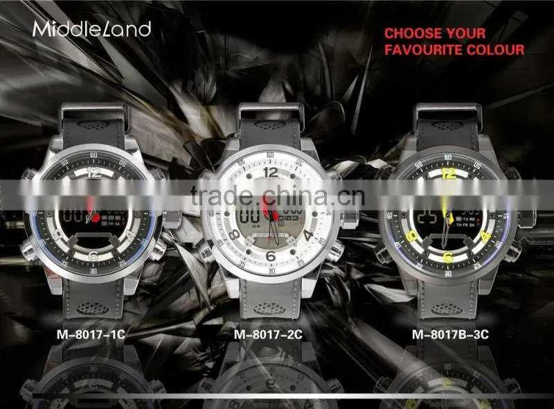 NEW!LED watch with leather band 2015 middleland show into market