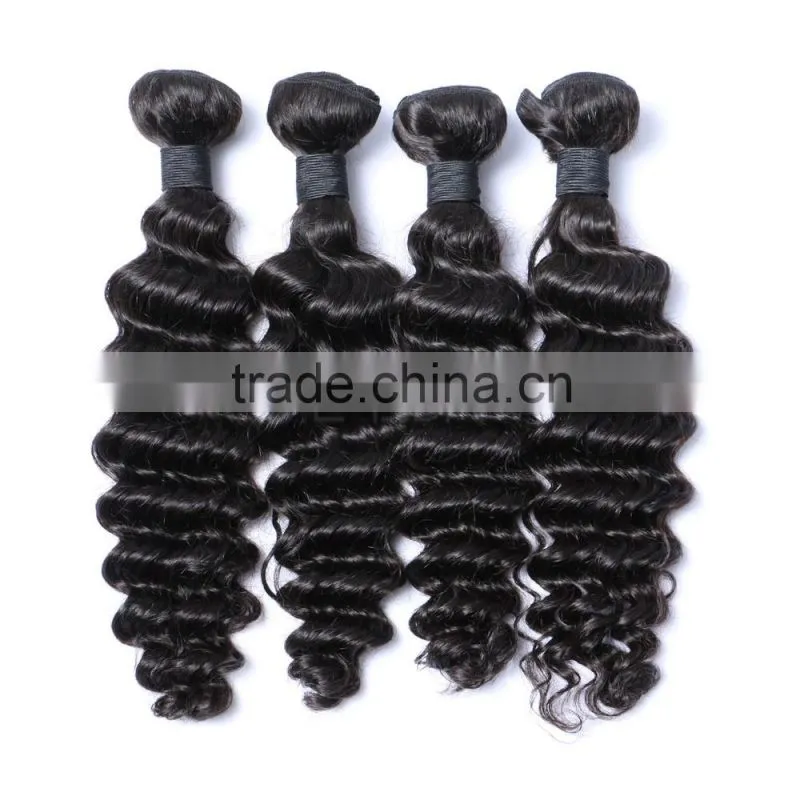 8A natural black 100% virgin Deep wave malaysian hair bundles