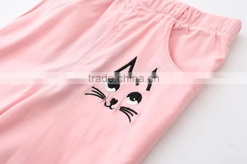 New Cute Baby Girl Clothes 2016 New Summer Girl Cream Color Pants Lovely Little Girl Cats Trousers Pencil Pants