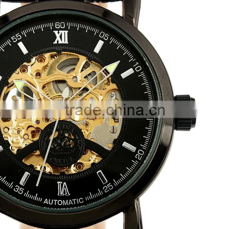 Black Full Automatic Skeleton Watch WM309