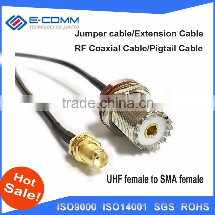 New UHF Female Jack nut Connector Switch SMA Female Jack nut Connector RG174 Wholesale 20CM 8" Adapter