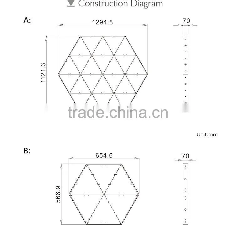 2016 new arrival!!!portable hexagon shape digital hd led display light for indoor wall decoration