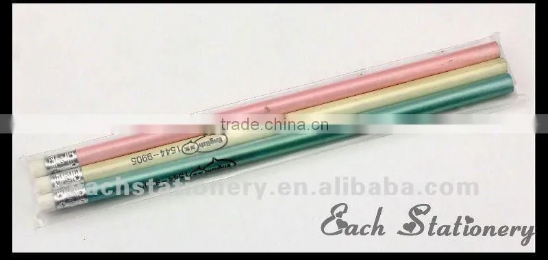 7"HB wooden pearly pencil with rubber top logo available yiwu pencil factories pencils with logo