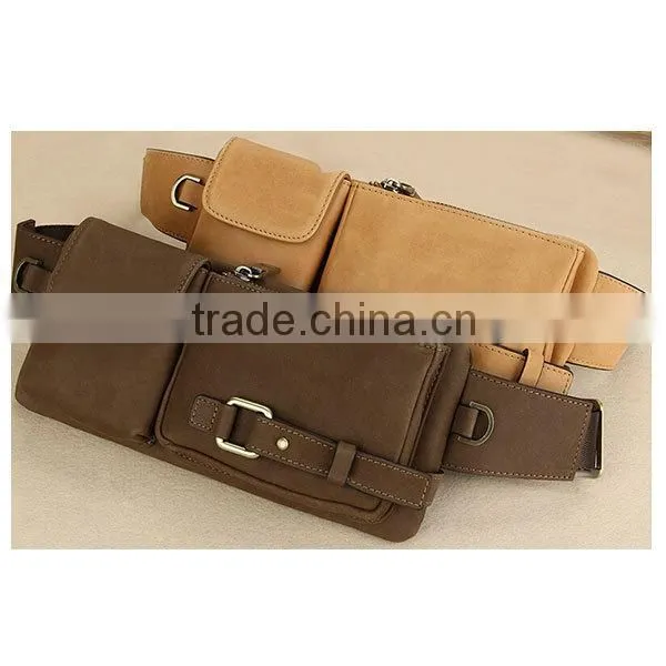 Saddle leather men waist chest bag running belt bag running fanny pack