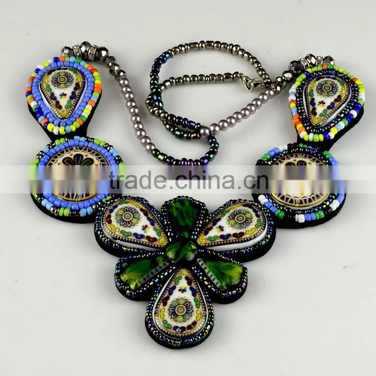 Beautiful Bohemian Wooden Beaded Necklace For Neck Applique/Bead Collar for Summer Clothes