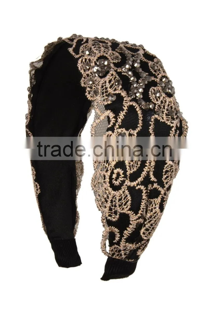 Crochet Floral Lace with stone Hairband/Heanband