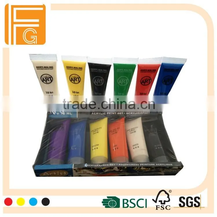 6pcs 75ml acrylic paint with standard EN71-9