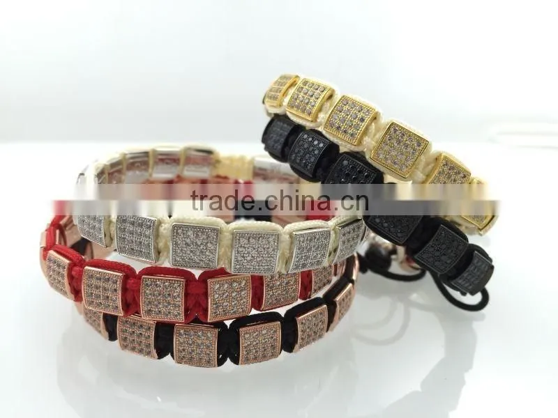 Latest fashion square diamonds rope bangle bracelet for men