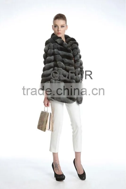 QD23121 Wholesale Retail 2013 Lady High Quality Chinchilla Warm Coat Plus Size Overcoat