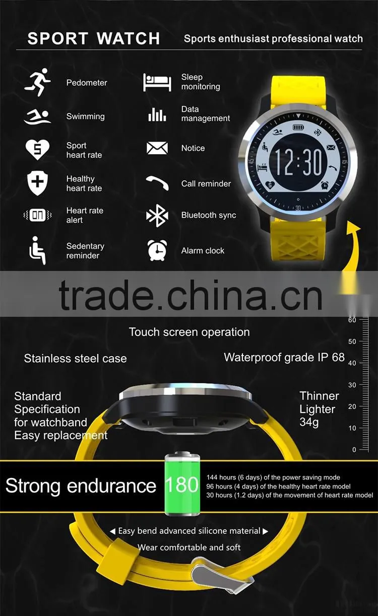 Nordic Version4.0 IP68 waterproof heart rate testing touch screen sportwatch