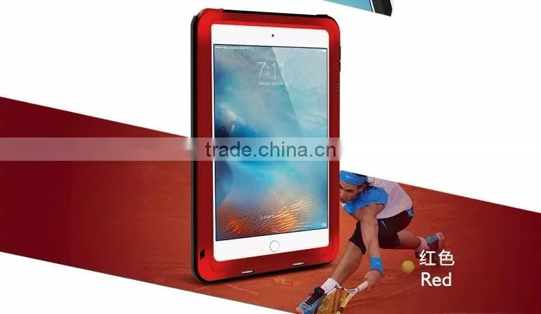 Love Mei Metal Polymer Powerful Gorilla Glass Waterproof Shockproof Dirt proof Protective Cover Case For iPad Mini 4 TB-0148