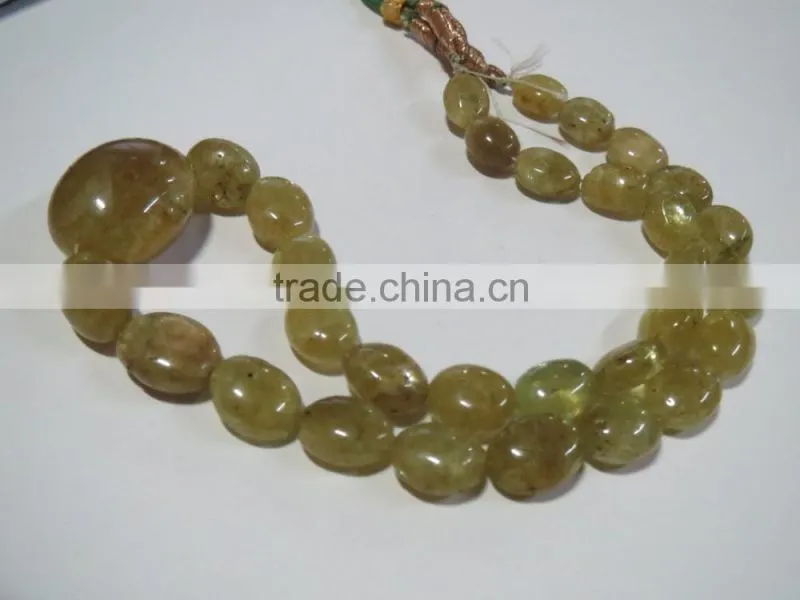 RARE Natural Chrysoberyl Cat's Eye oval stone bead necklace