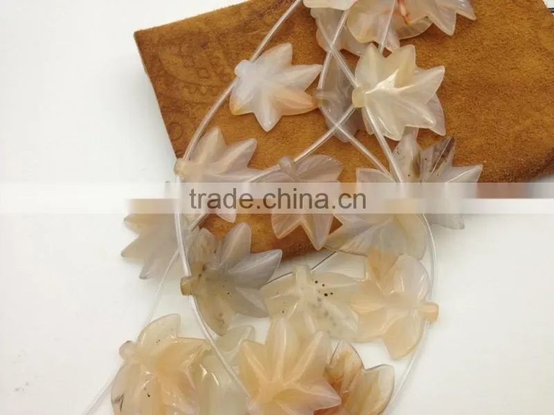 Wholesale price natural Mixted Color Agate stone Leaf gemstone shape Carved Leaf semi precious loose gemstone beads
