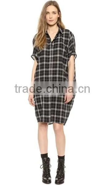 China flannel maternity plaid shirt dresses supplier long sleeve