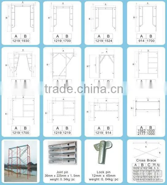 Standard Galvanized Scaffolding steel mason frame ledger