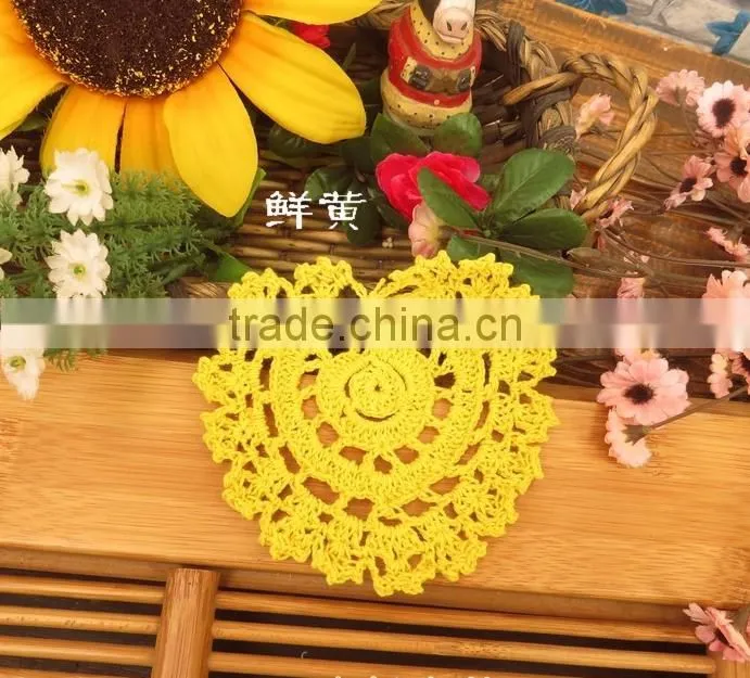 Heart Doilies,wedding decoration woven coasters cute heart shaped Applique